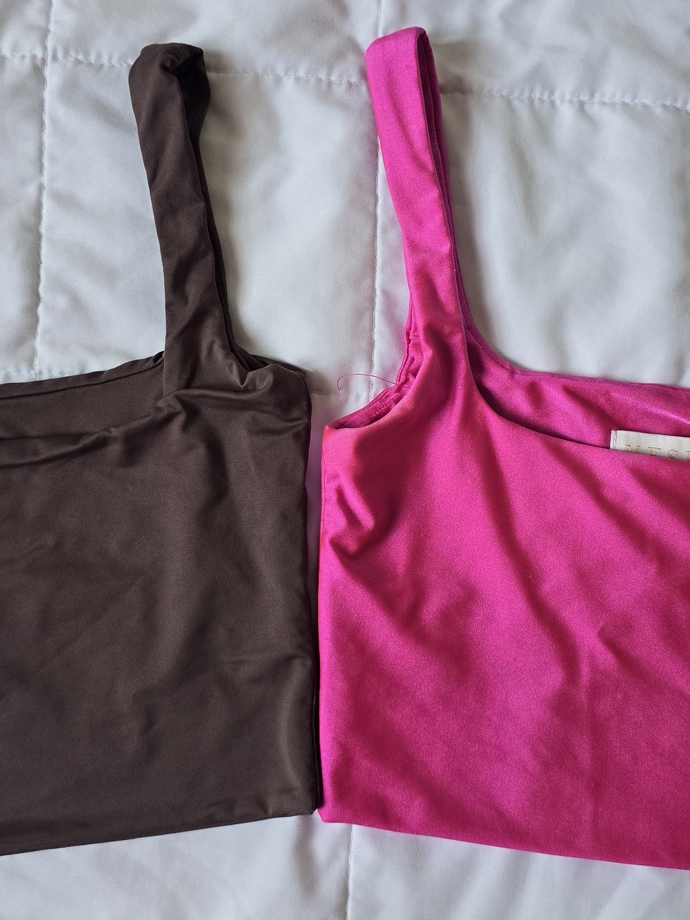 Meshki Bandeau Tank Tops - Hot Pink & Chocolate Brown